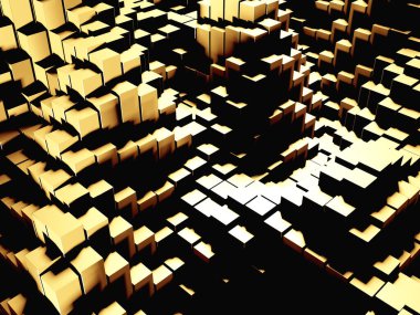 Lüks altın arka plan. Altın parıltılı küp dizisi. 3d hazırlayıcı
