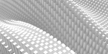 Beyaz dalgalar. Yumuşak küp parçacıkları arkaplanı. 3d hazırlayıcı