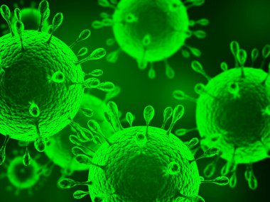Virüs bakteri hücreleri mikrop arka planı. Sağlık hizmetleri mikrobiyolojisi kavramı. 3d resimleme