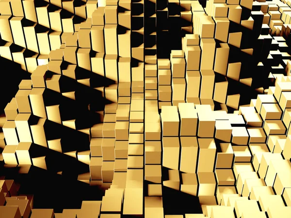 Розкішний Золотий Фон Золоті Глянцеві Кубики Візуалізація — стокове фото