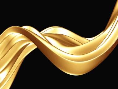 Altın soyut dalgalı sıvı arka plan. 3d resimleme