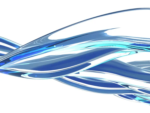 Blue water wave on white background. Clean crystal liquid. 3d render