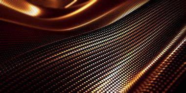 Altın soyut dalgalı sıvı arka plan. 3d resimleme