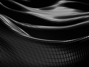 Metalik, soyut, dalgalı sıvı arka plan. 3d resimleme