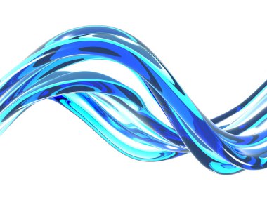 Beyaz arka planda mavi su dalgası. Temiz kristal sıvı. 3d hazırlayıcı