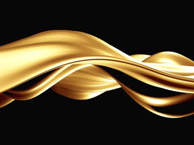 Altın soyut dalgalı sıvı arka plan. 3d resimleme