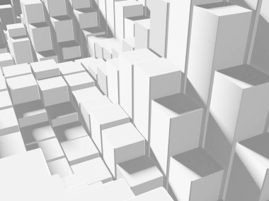 Beyaz küp yapısı. Soyut fütüristik geçmiş. 3d hazırlayıcı