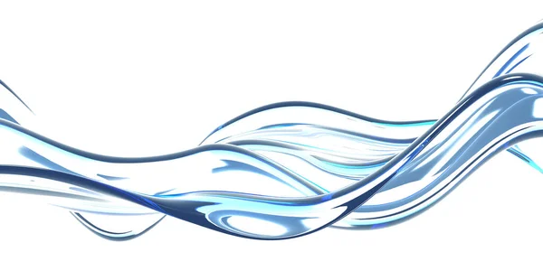 Blaue Wasserwelle Auf Weißem Hintergrund Saubere Kristallflüssigkeit Darstellung — Stockfoto