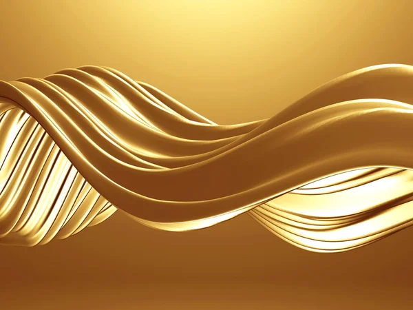 Zlaté Abstraktní Vlnité Tekuté Pozadí Vykreslení Ilustrace — Stock fotografie
