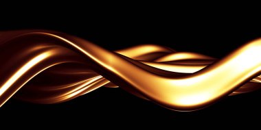 Altın soyut dalgalı sıvı arka plan. 3d resimleme
