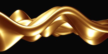 Altın soyut dalgalı sıvı arka plan. 3d resimleme