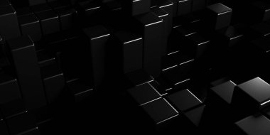 Koyu gümüş küpler. Soyut metalik arka plan. Modern tasarım. 3d hazırlayıcı