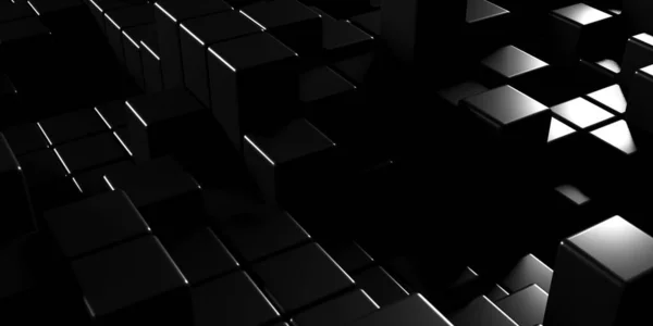 Σκούρα Ασημένια Κύβους Αφηρημένο Μεταλλικό Φόντο Μοντέρνο Σχέδιο Απόδοση — Φωτογραφία Αρχείου