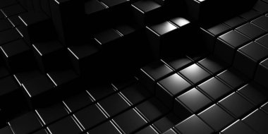 Koyu gümüş küpler. Soyut metalik arka plan. Modern tasarım. 3d hazırlayıcı