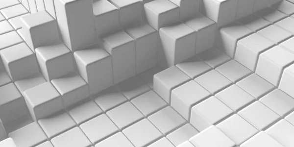 Estrutura Cubos Brancos Fundo Futurista Abstrato Renderização — Fotografia de Stock