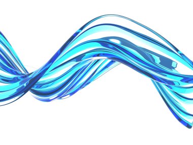 Beyaz arka planda mavi su dalgası. Temiz kristal sıvı. 3d hazırlayıcı