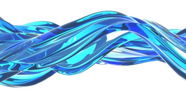 Beyaz arka planda mavi su dalgası. Temiz kristal sıvı. 3d hazırlayıcı