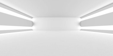 Soyut Beyaz Mimari Tasarım Konsepti. 3d Görüntüleme