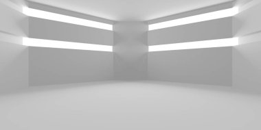 Soyut Beyaz Mimari Tasarım Konsepti. 3d Görüntüleme