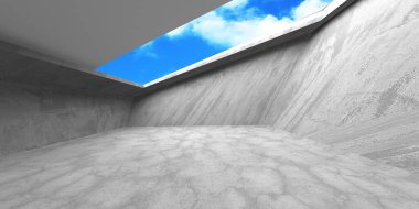 Dark Beton Duvar Mimarisi. Boş Oda. 3d Görüntüleme