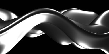 Metalik, soyut, dalgalı sıvı arka plan. 3d resimleme