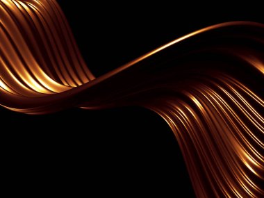 Altın soyut dalgalı sıvı arka plan. 3d resimleme