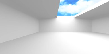 Soyut Beyaz Mimari Tasarım Konsepti. 3d Görüntüleme