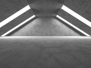 Dark Beton Duvar Mimarisi. Boş Oda. 3d Görüntüleme