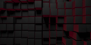Soyut Karanlık Küpler Fütürist Tasarım Arkaplanı. 3d Görüntüleme