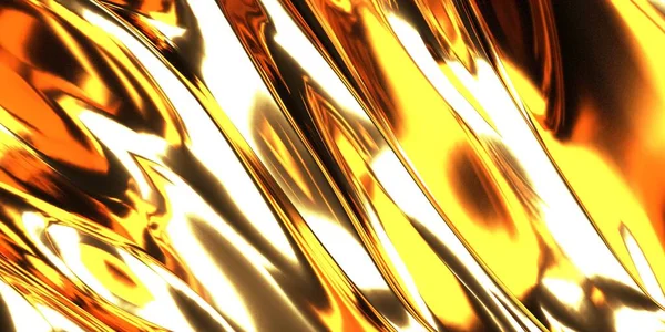 Golden Abstract Wavy Liquid Background Render Illustration — Stock Photo, Image