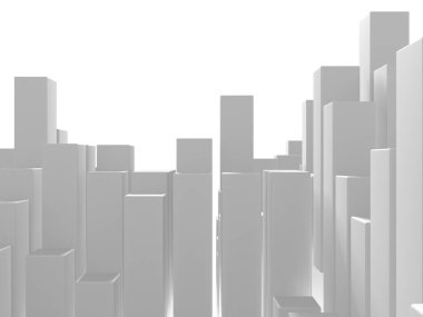 Beyaz küp yapısı. Soyut fütüristik geçmiş. 3d hazırlayıcı