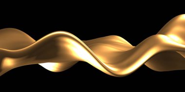 Altın soyut dalgalı sıvı arka plan. 3d resimleme