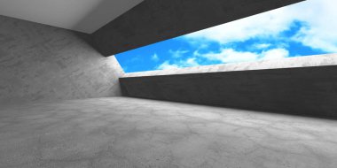 Dark Beton Duvar Mimarisi. Boş Oda. 3d Görüntüleme