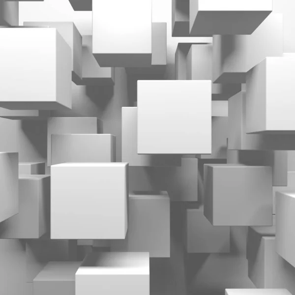 Struktura Bílých Kostek Abstraktní Futuristické Zázemí Vykreslení — Stock fotografie