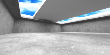 Dark Beton Duvar Mimarisi. Boş Oda. 3d Görüntüleme