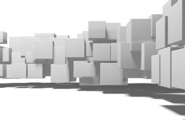 Beyaz küp yapısı. Soyut fütüristik geçmiş. 3d hazırlayıcı