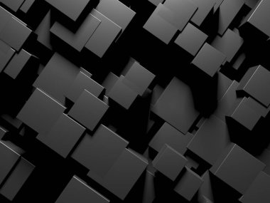 Soyut Karanlık Küpler Fütürist Tasarım Arkaplanı. 3d Görüntüleme