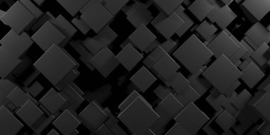 Soyut Karanlık Küpler Fütürist Tasarım Arkaplanı. 3d Görüntüleme