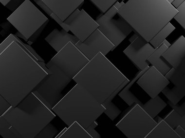 Soyut Karanlık Küpler Fütürist Tasarım Arkaplanı. 3d Görüntüleme