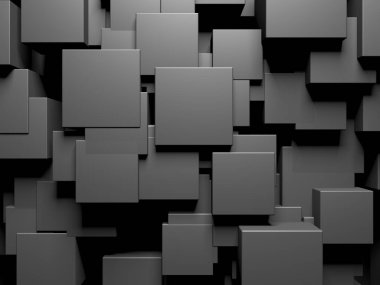 Soyut Karanlık Küpler Fütürist Tasarım Arkaplanı. 3d Görüntüleme