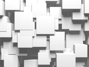 Beyaz küp yapısı. Soyut fütüristik geçmiş. 3d hazırlayıcı