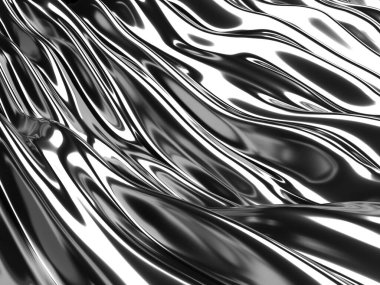 Metalik, soyut, dalgalı sıvı arka plan. 3d resimleme