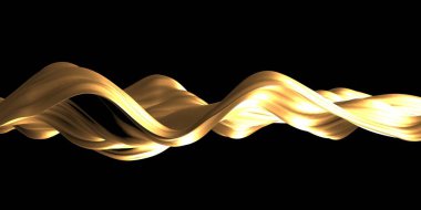 Altın soyut dalgalı sıvı arka plan. 3d resimleme