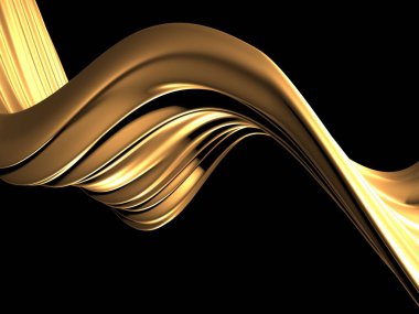 Altın soyut dalgalı sıvı arka plan. 3d resimleme