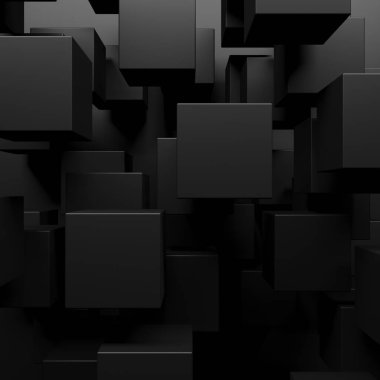 Soyut Karanlık Küpler Fütürist Tasarım Arkaplanı. 3d Görüntüleme