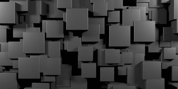 Absztrakt Dark Cubes Futurisztikus Design Háttér Render Illusztráció — Stock Fotó