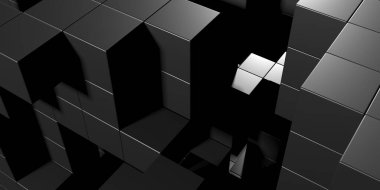 Soyut Karanlık Küpler Fütürist Tasarım Arkaplanı. 3d Görüntüleme