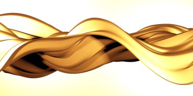 Altın soyut dalgalı sıvı arka plan. 3d resimleme