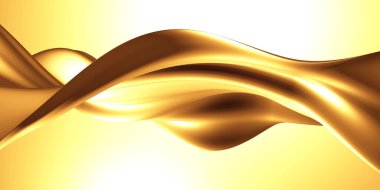 Altın soyut dalgalı sıvı arka plan. 3d resimleme