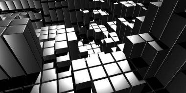 Koyu gümüş küpler. Soyut metalik arka plan. Modern tasarım. 3d hazırlayıcı